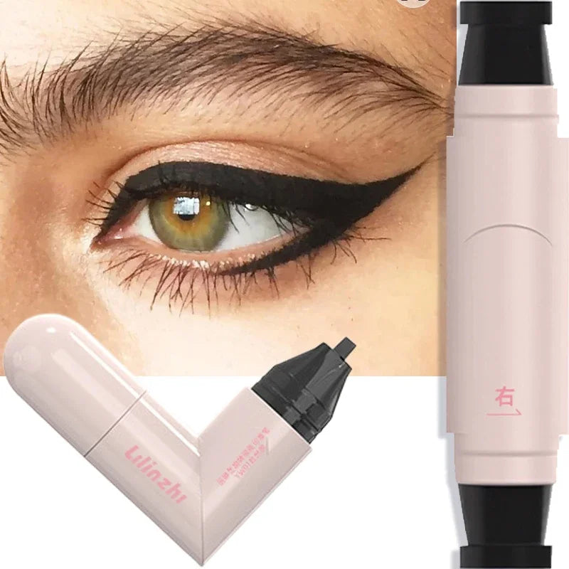 Dual-Head Rotatable Eyeliner Stamp Integrated Waterproof Long Wear Wing Stencil DIY Liquid Eye Liner Pen Fast Drying Makeup