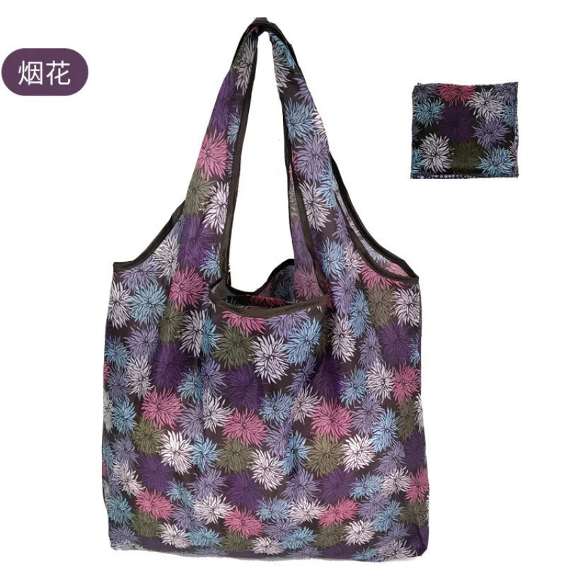 Large Reusable Shopping Bag for Women Shopper Tote Folding Bag Eco-Friendly Reusable Foldable Grocery Case Handbags Storage Bags