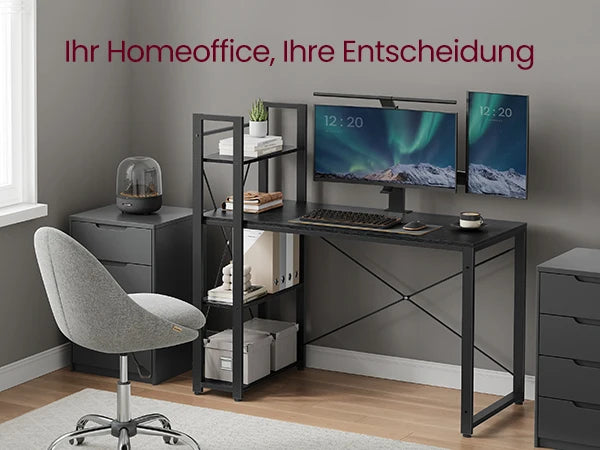 VASAGLE Computer table Desk, 120/137.2 cm, with shelves on the right or left