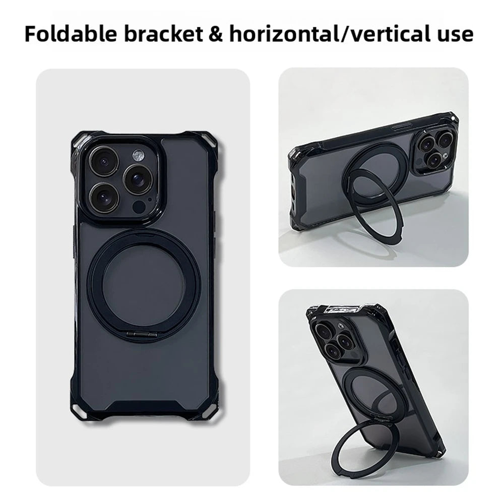 Crossbody Lanyard Strap Holder Phone Case For iphone 17 Air 16 15 14 Plus 13 12 11 Pro Max 16E For Magsafe Magnetic Stand Cover