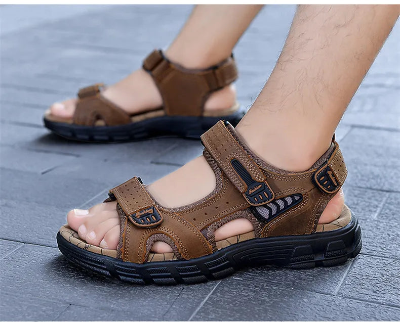 Hot Sale Summer Men's Sandals Outdoor Non-slip Men's Beach Sandals Handmade Genuine Leather Men's Shoes Fashion Men Sneakers