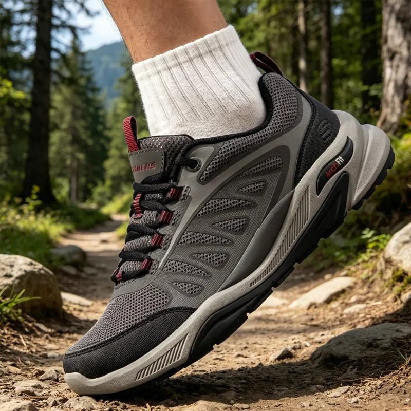 Skechers Men Hiking Shoes, Outdoor Wear-resistant Walking Sneakers 210471-GRY/210471-LGMT