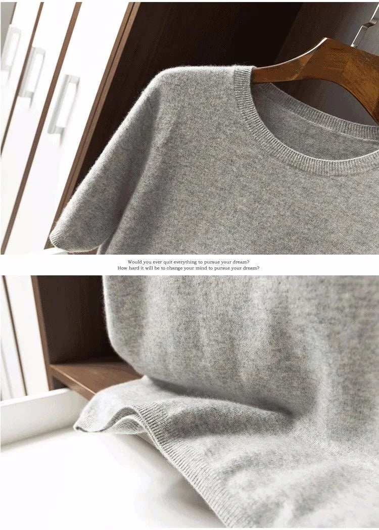 Korean Superfine Merino Cashmere T-shirt Men Base Layer Merino Shirt Wicking Breathable Short T-shirt Luxury Clothing Big Size