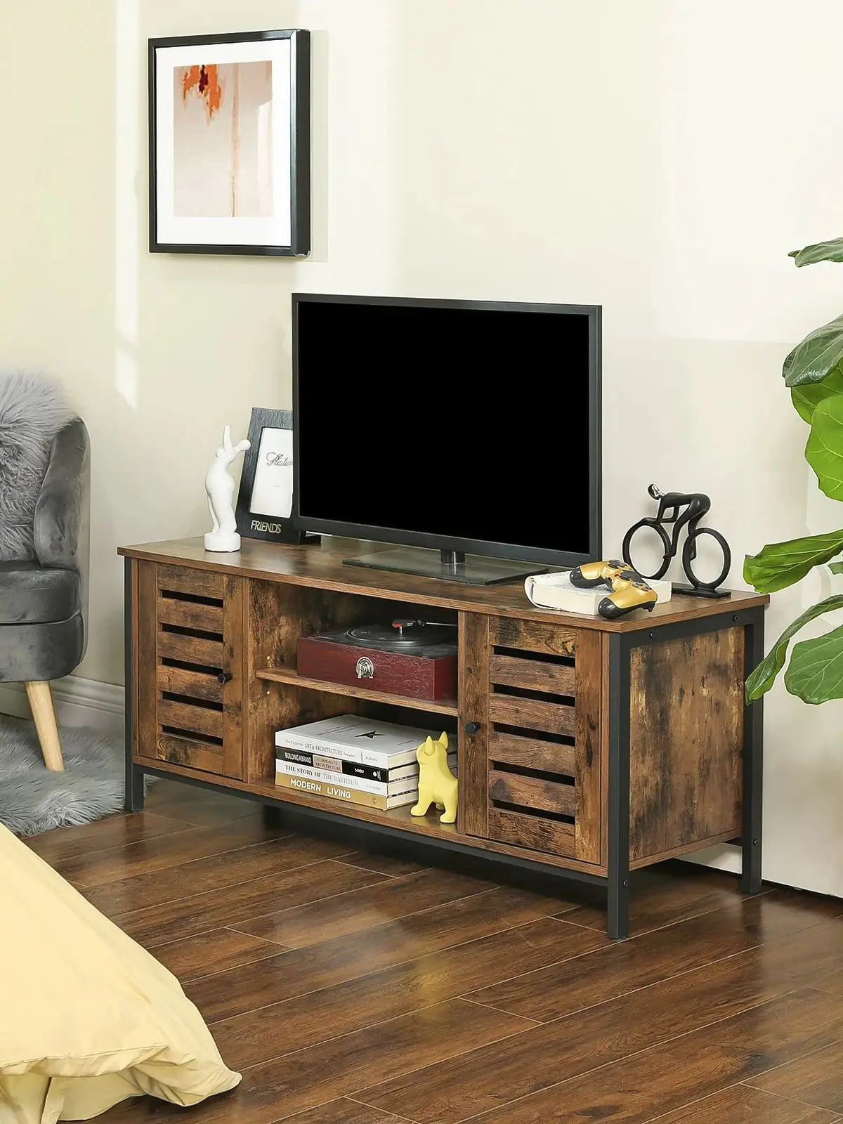 VASAGLE Lowboard TV wardrobe, 2 cabinets and 2 shelf levels, width 110cm