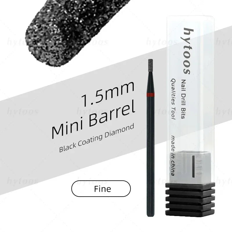 HYTOOS Black Diamond Nail Drill Bits Pro Russian Cuticle Bit for Nail Drill Dead Skin Cuticle Cleaner Nails Pre-treatment Tools