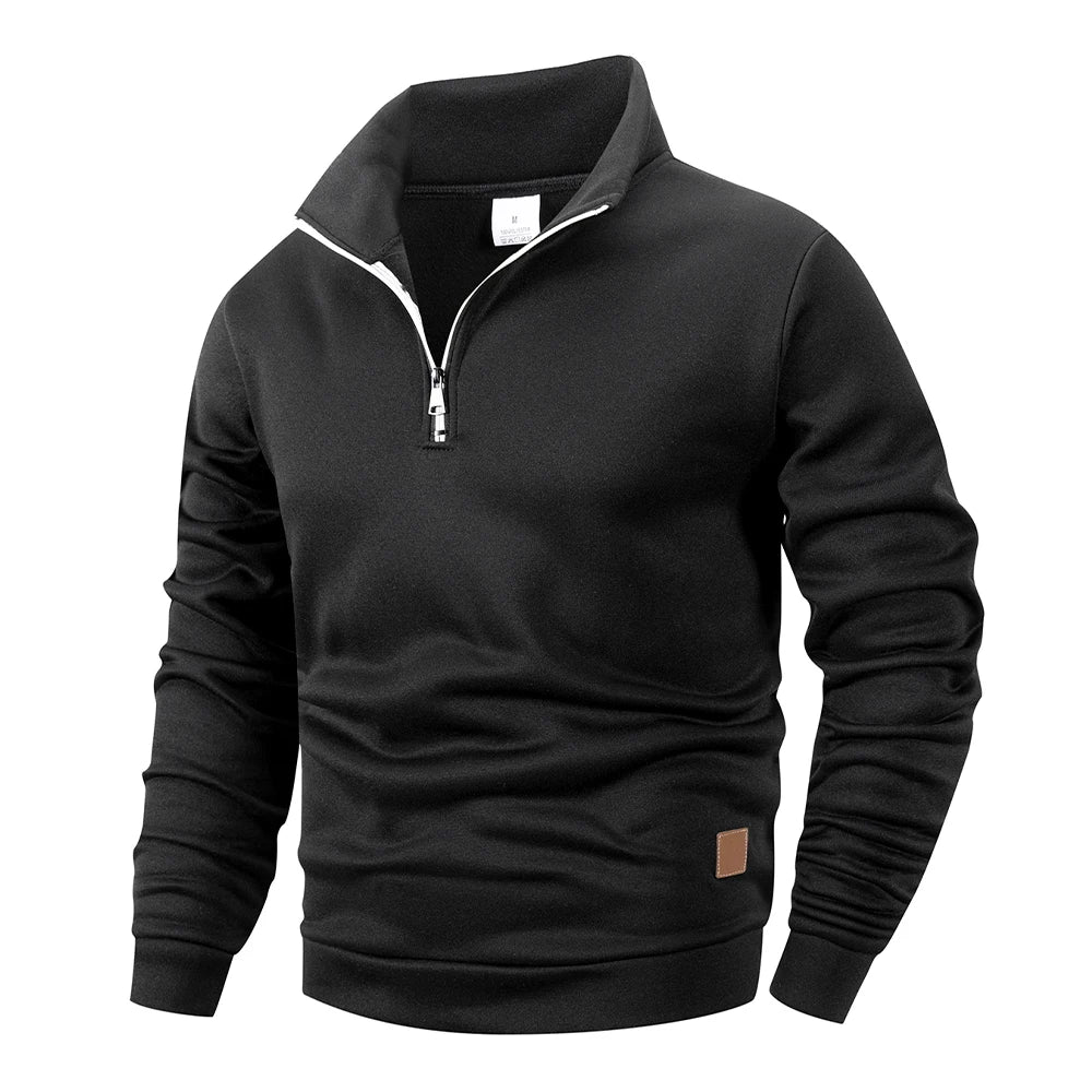 Spring Autumn Men's Standing Collar Half Zipper Sportswear Long Sleeve Sweatshirts Men Casual Knitted Pullovers Daily Coats