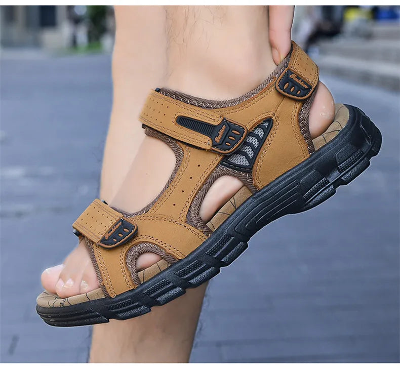 Hot Sale Summer Men's Sandals Outdoor Non-slip Men's Beach Sandals Handmade Genuine Leather Men's Shoes Fashion Men Sneakers