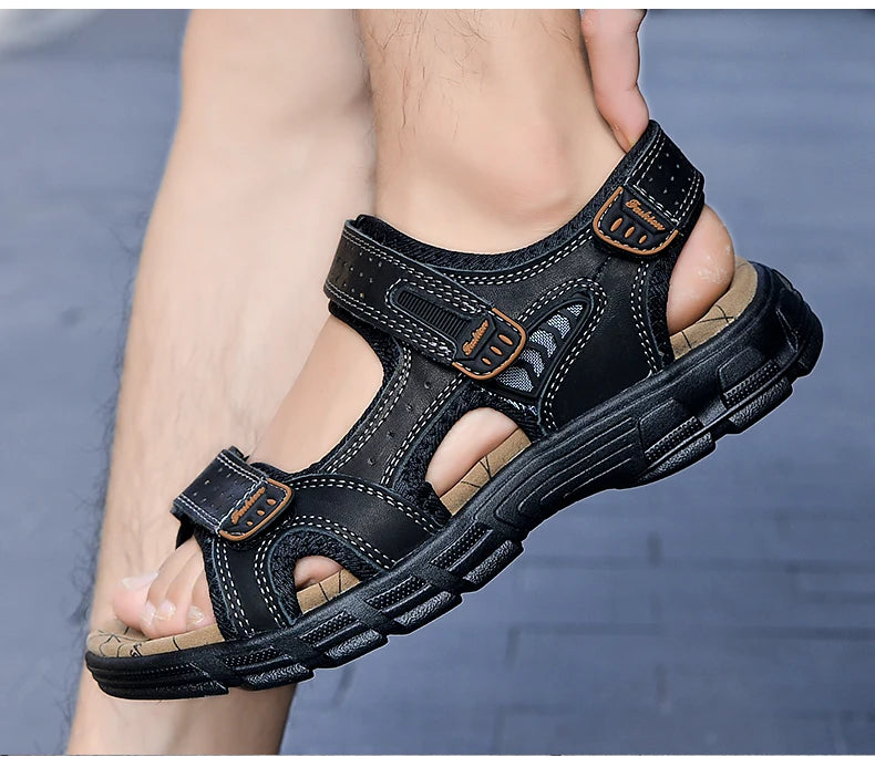 Hot Sale Summer Men's Sandals Outdoor Non-slip Men's Beach Sandals Handmade Genuine Leather Men's Shoes Fashion Men Sneakers