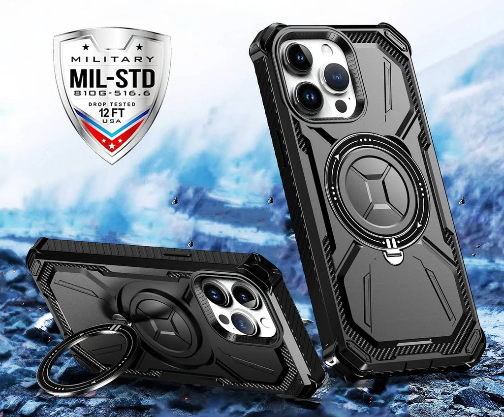 Stand Case for iPhone 16e/16/15/14/13/12/11 Pro Max XR SE 2022 7 8 Case [Compatible with Magnetic][Invisible Magnet Kickstand]