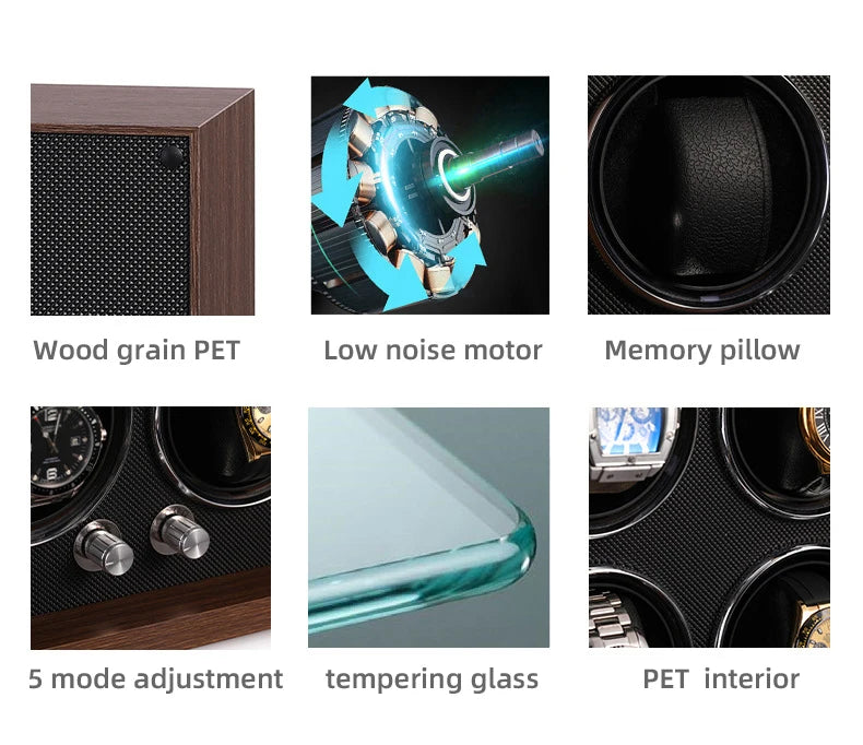 FRUCASE WOODEN Watch Winder for Automatic Watches Watches Box Jewelry Watch Display Collector Storage With LED