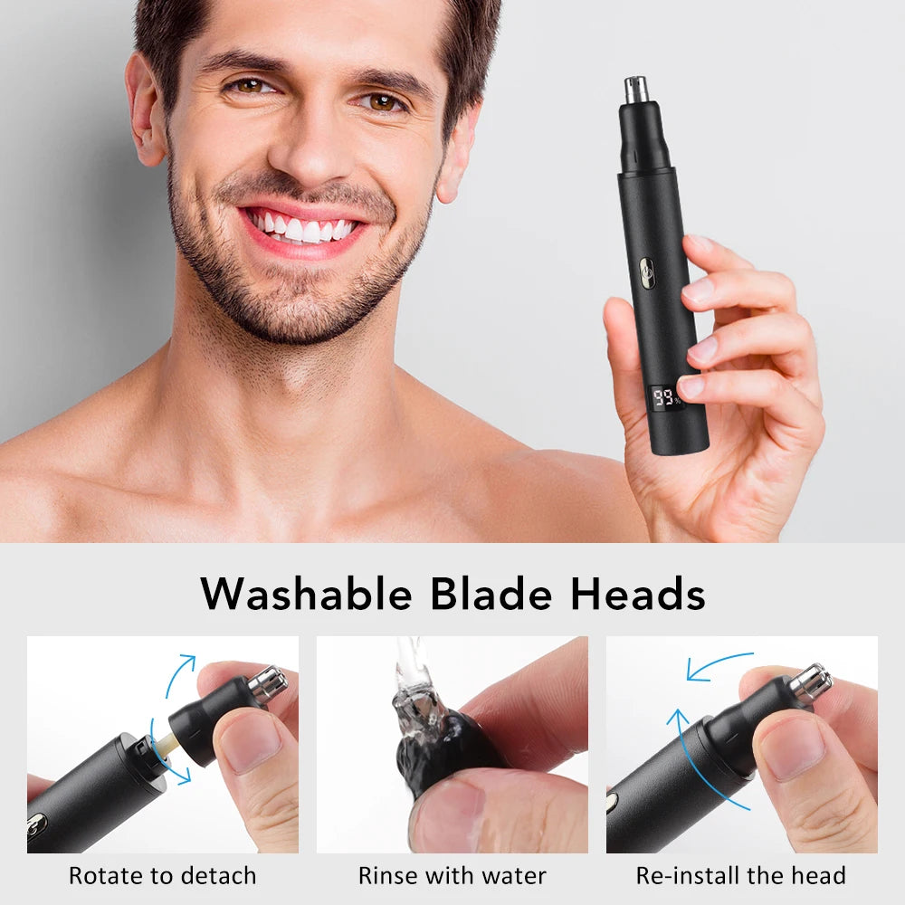 Rechargeable Nose Hair trimmer and Facial Hair remover for Men Nose Hair Shaver for nasal clearance - portable grooming tool for