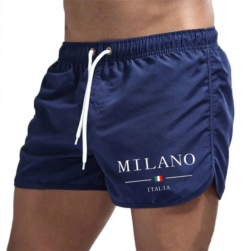 2025 Summer Men's Beach Shorts Urban Print Beach Trunks Jogging Casual Pants Quick Drying Swimming Homme Surf Lightweight Shorts