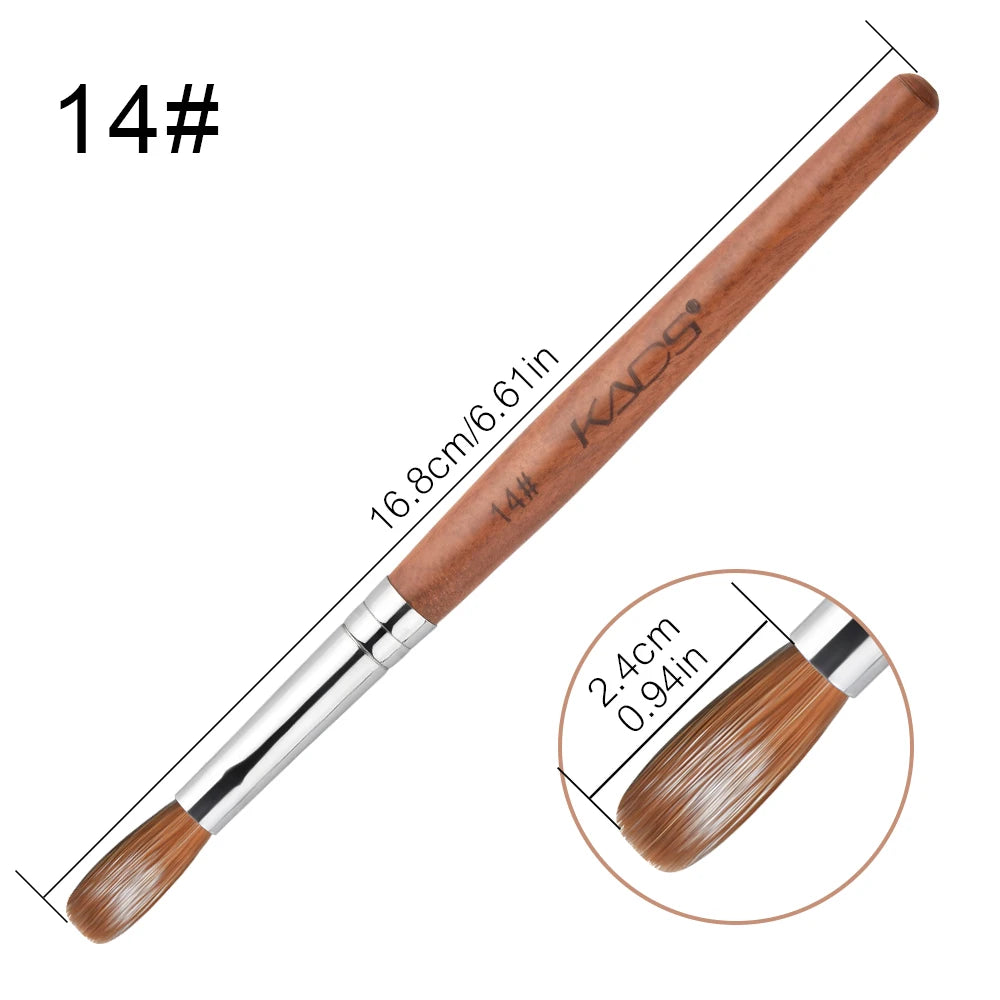 KADS Acrylic Nail Brush Crimped Kolinsky Sable UV Nail Art Gel Extension Brush Manicure Brush Flat Round Red Wood Nail Brush - EXPRESS STORE