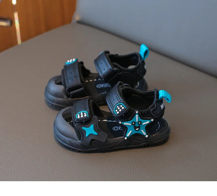 Children Summer Beach Sandals 2026 Super Cool Boys Artifical Leather Breathable Comfortable Flat Sandals Baby Soft Shoes H03272