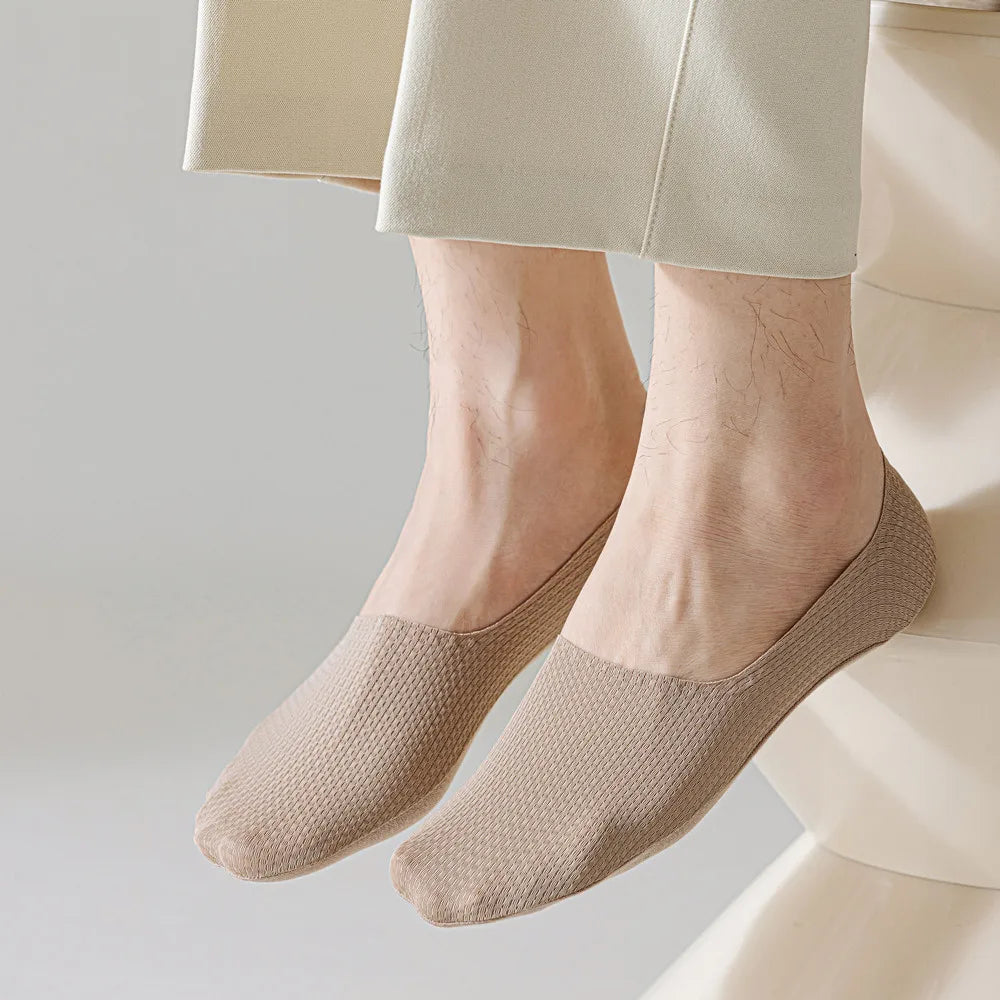Men's Low Cut Ankle Boat Socks Summer Thin Breathable Invisible No Show Socks Men Male Silicone Anti-slip Ice Silk Sock Slippers
