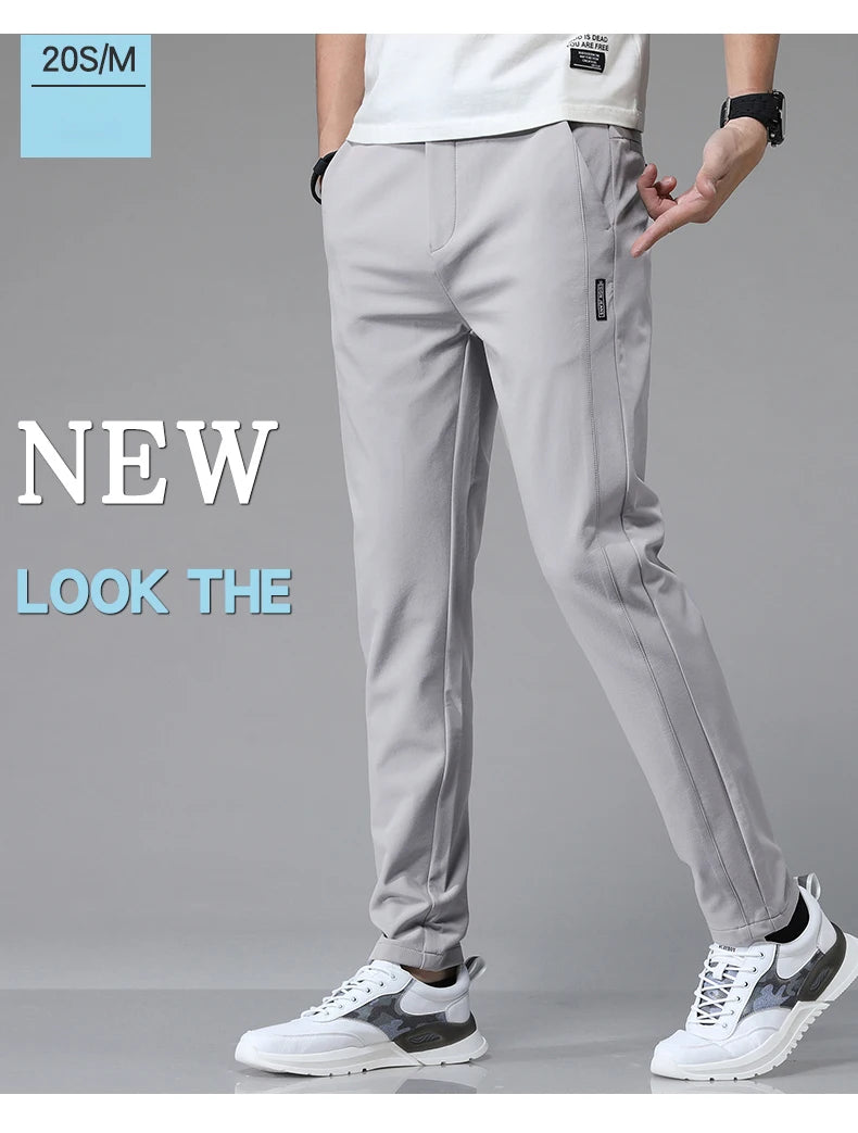 New Spring Summer Ultra-thin Men's Stretch Slim Straight Casual Pants High Quality Fashion Breathable Golf Sports Trousers