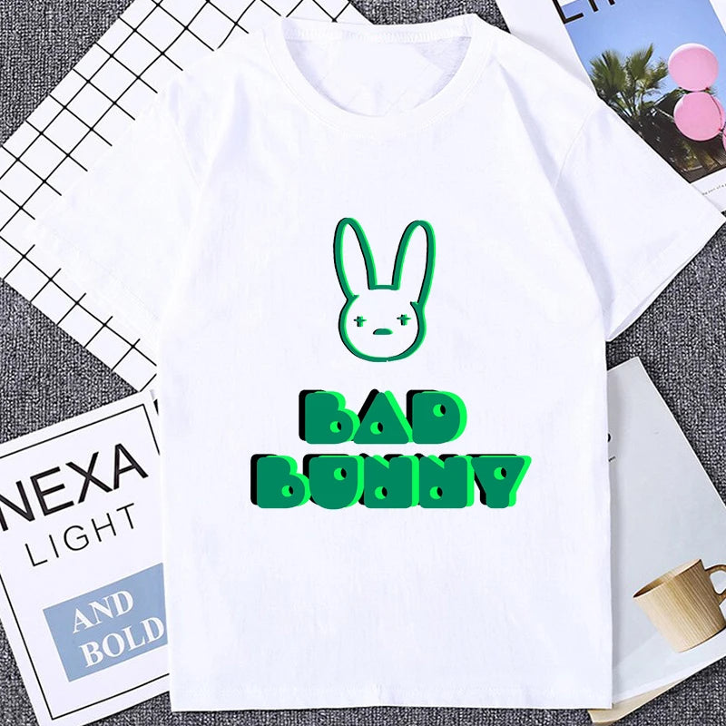 Music Album Bad Bunny Graphic Cute Printed Tshirt Casual Fashion Loose Harajuku Man T Shirt Summer Style Soft Y2k Women T-shirt