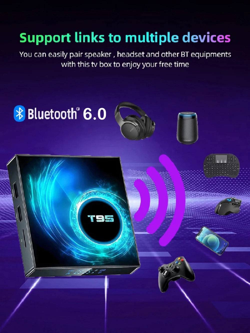 Smart TV Box 2026 T95 Plus HD 6K Android 16 Allwinner H616 4GB 64GB 128GB Dual Wifi Media Player PK X96Max Plus H96 Set Top Box