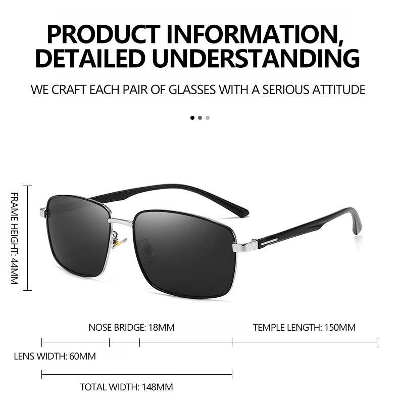 Business Metal Square Frame Polarized Sunglasses Luxury Oversized UV Protection Sun Protection Sunglasses 5027