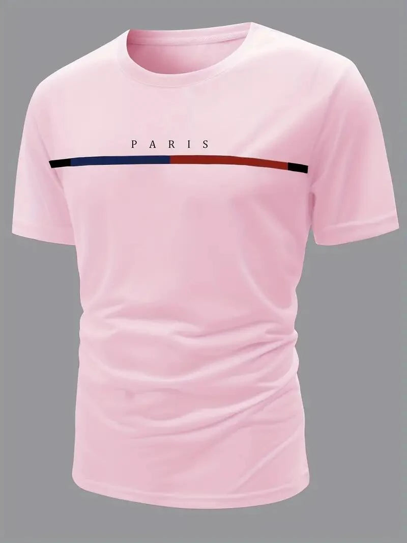 Simple Stripe Letters Graphic T Shirts For Men Summer Trendy Streetwear 3D Printed O Neck T-shirts Cool Oversized Hip Hop Tees