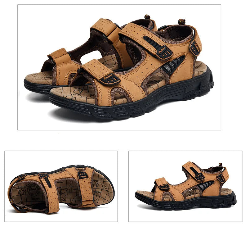 Hot Sale Summer Men's Sandals Outdoor Non-slip Men's Beach Sandals Handmade Genuine Leather Men's Shoes Fashion Men Sneakers