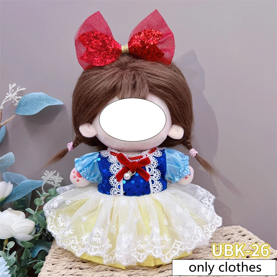 20cm Cotton Doll Clothes Cute Dress Lolita Vintage Doll Clothes for Plush Doll Idol Dolls For Cotton Stuffed Dolls  Accessories