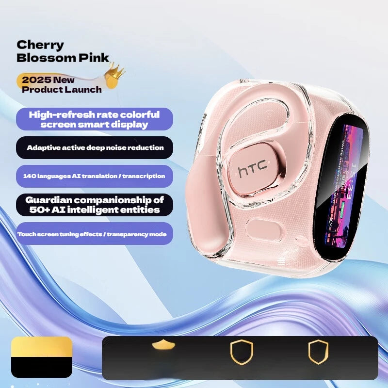 HTC AI Translation Earphones Microsoft Model High Definition Screen 48H long Battery Endurance Wireless Bluetooth Office Gift