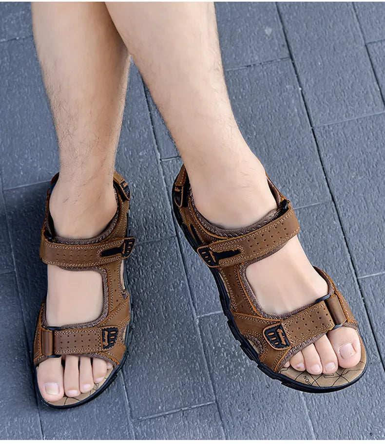 Hot Sale Summer Men's Sandals Outdoor Non-slip Men's Beach Sandals Handmade Genuine Leather Men's Shoes Fashion Men Sneakers
