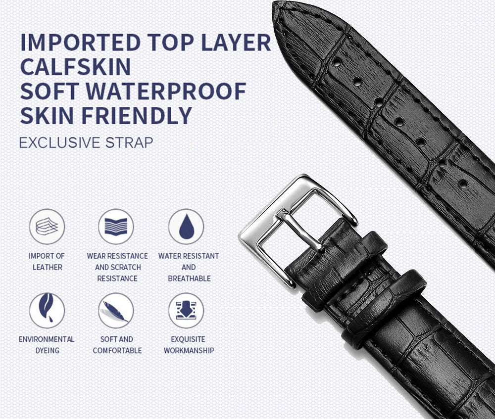 Premium Genuine Leather Watch Band – Multi-Size Wrist Strap