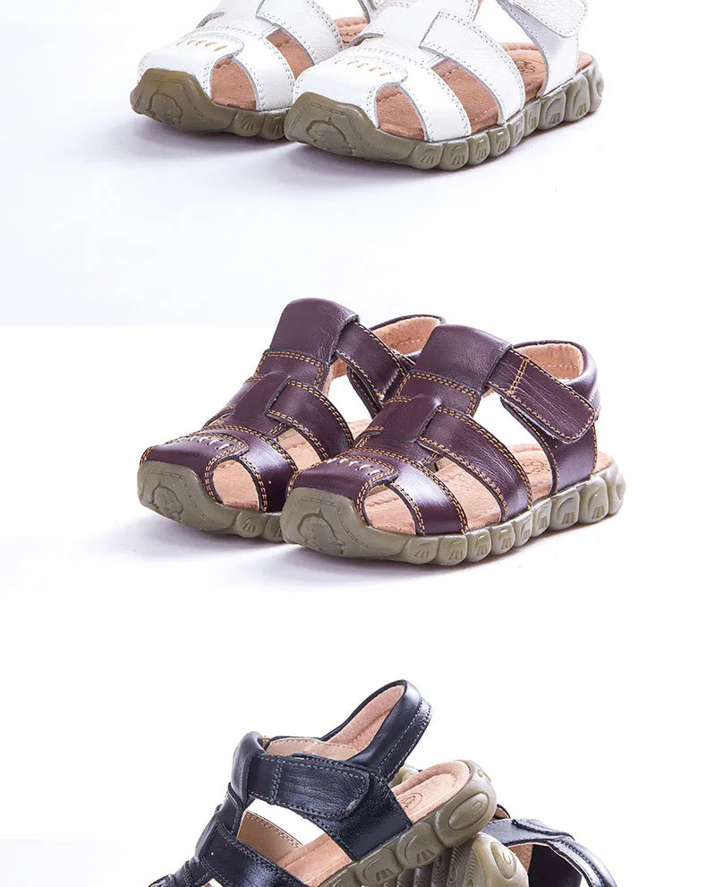 Summer Kids Shoes Boys Beach Sandals for Baby Boys Soft Leather Bottom Non-Slip Closed Toe Children Shoes сандали для мальчика