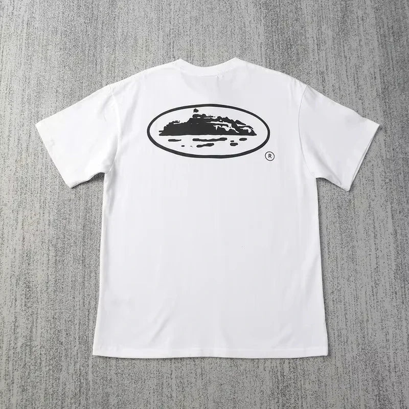 2025 Summer New Small Boat Printed Short Sleeve T-shirt Loose Round Neck Breathable Half Sleeve Casual Fashion Brand