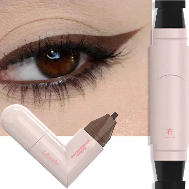 Dual-Head Rotatable Eyeliner Stamp Integrated Waterproof Long Wear Wing Stencil DIY Liquid Eye Liner Pen Fast Drying Makeup