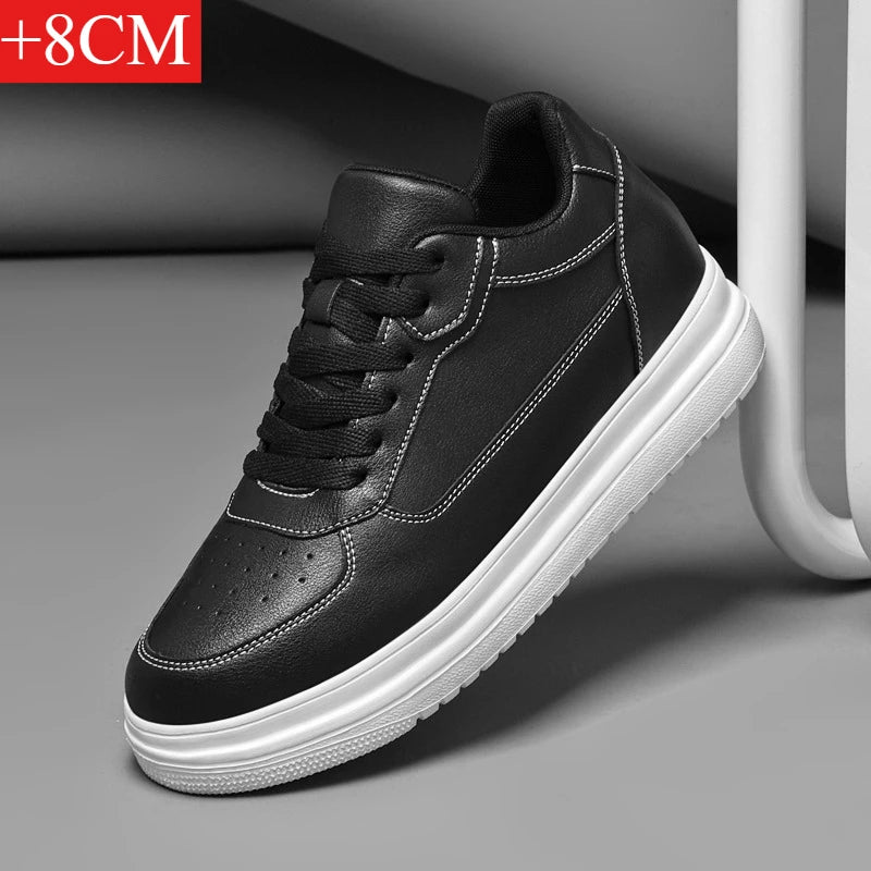 New Invisible Height-increasing Shoes for Men, 6CM-8CM-10CM Sports Shoes,White Leather Sports Shoes for Men,Enlarged Sizes 36-46