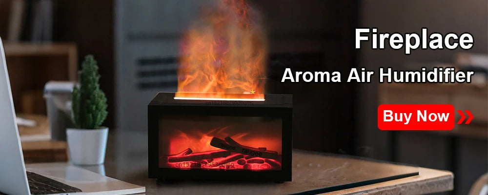 Aroma Air Humidifier Flame Fireplace Essential Oil Diffuser Desktop USB Cool Mist Maker Ultrasonic Aroma Diffuser with Remote