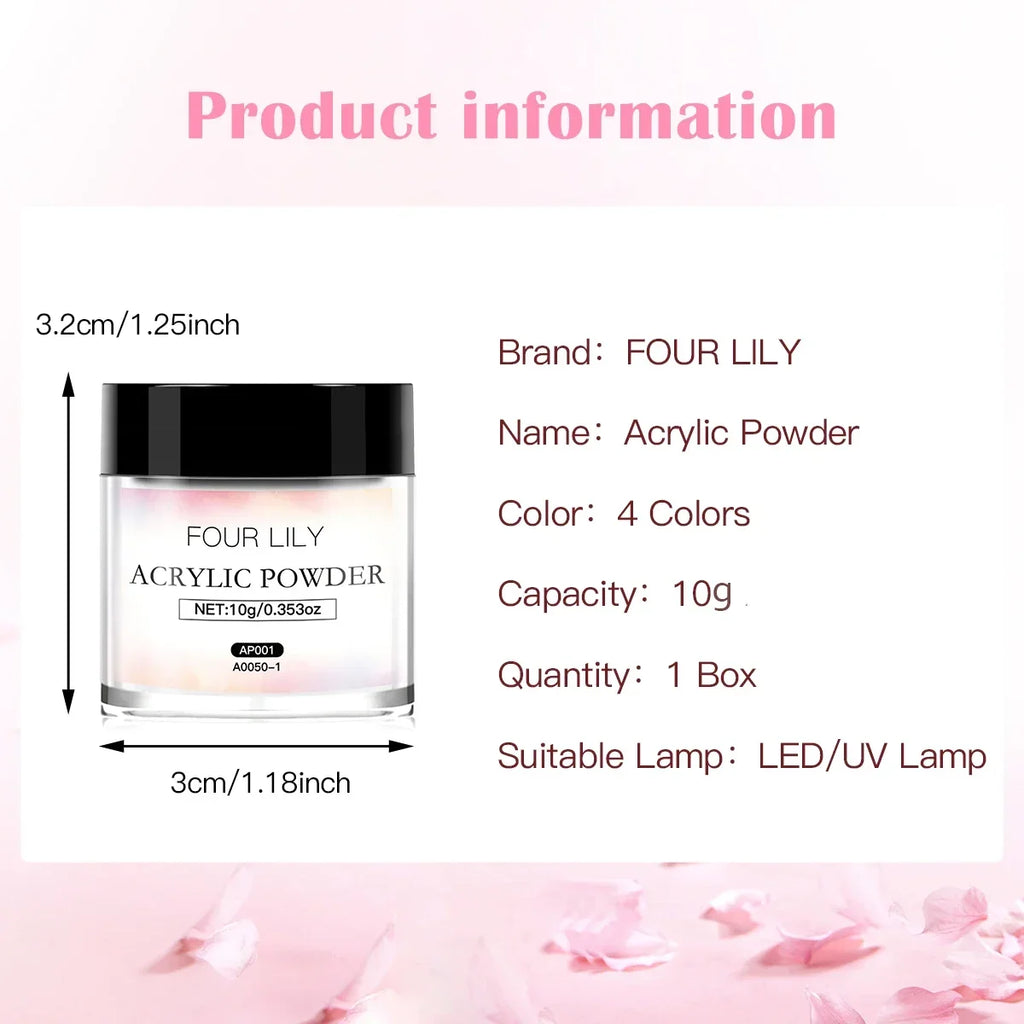 10g Acrylic Nail Powder Nude Pink White Transparent Nail Supplies No Need Lamp Cure Professional Powder for Nails Extension