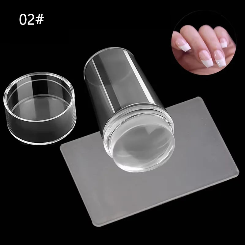 Silicone Stamping Plates Kit French Manicure Design Plate Stamp Polish Stencil Template Seal Stamper Scraper Accessories Tools