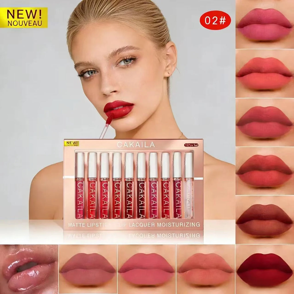 Matte Liquid Lipstick & Lip Oil Set – 10pc Waterproof Velvet Lip Gloss