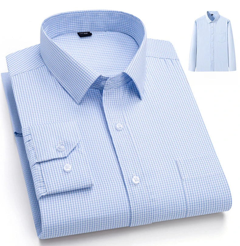 New in shirt elegant 40%cotton long-sleeve shirts for men slim fit Casual plain shirt plaid designer tops houndstooth clothes