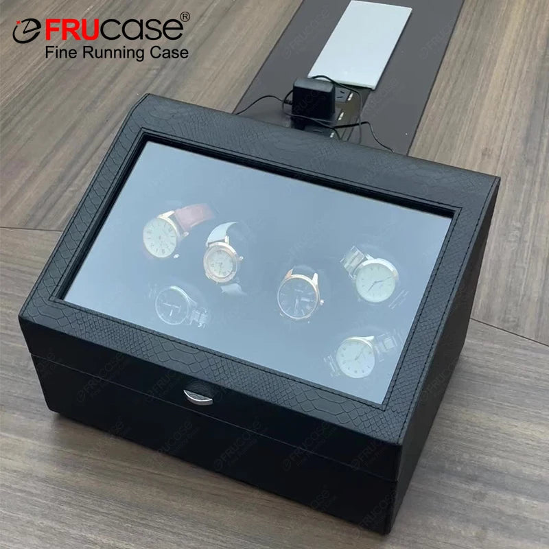 FRUCASE PU Watch Winder for automatic watches automatic winder 6 watches