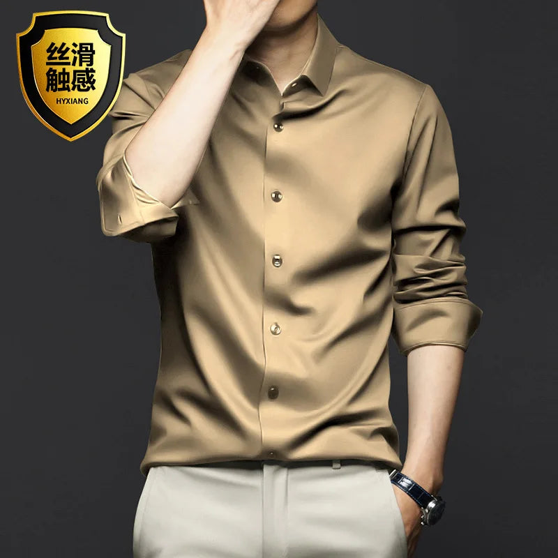 New Stretch Anti-Wrinkle Cotton Men's Shirts Short Sleeve Dress Shirts For Men Slim Fit comfort Social Business Blouse Gray 5XL