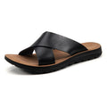 Summer Sandals High Quality Leather Men Bare Toe Slippers Men Shoes Slip on Casual Shoes Outdoor Mens Slides Comfy Beach Sandals