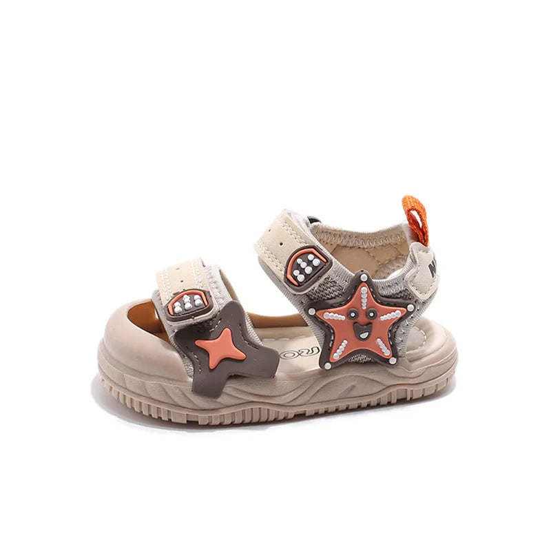 Children Summer Beach Sandals 2026 Super Cool Boys Artifical Leather Breathable Comfortable Flat Sandals Baby Soft Shoes H03272