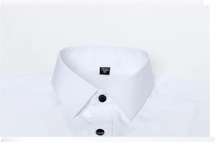 Plus Size 7XL 6XL High Elasticity Seamless Spandex Shirt Men Long Sleeve Slim Fit Casual Solid Color Social Formal Dress Shirts