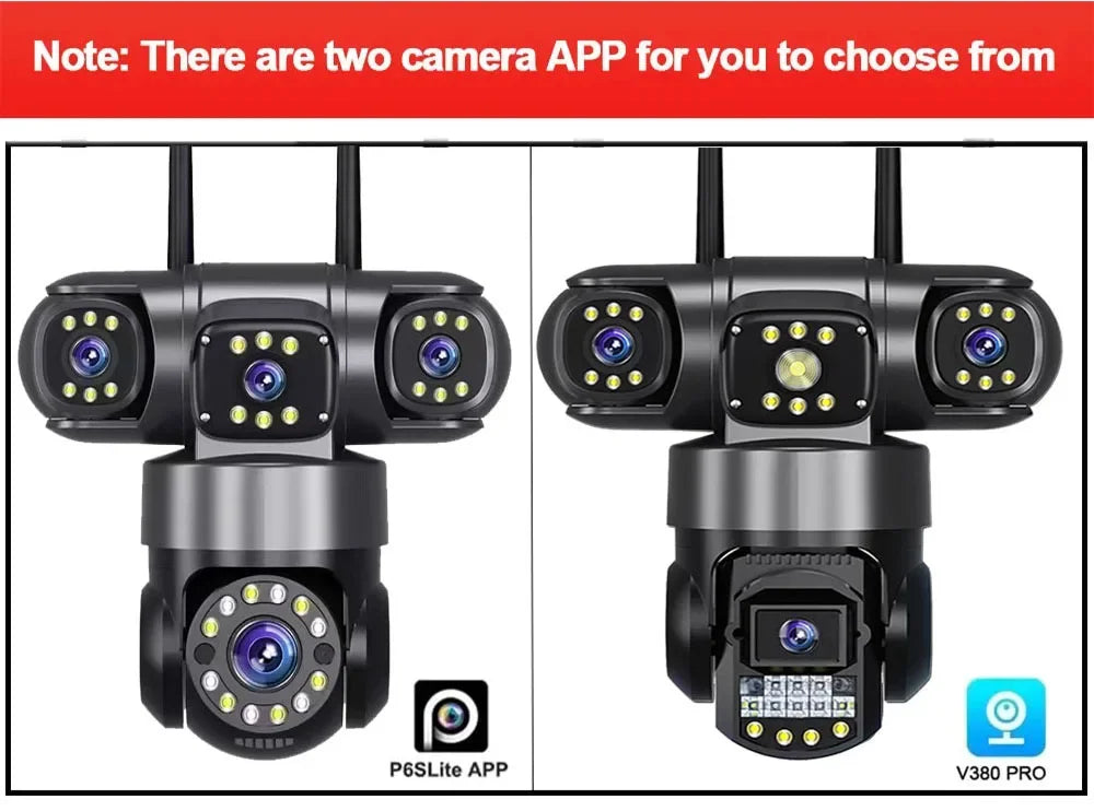 10K 20MP  WIFI IP Camera Outdoor 4 Lens 4 Screens 16X Zoom CCTV Wireless Video Surveillance Cameras 6K 12MP Security Protection