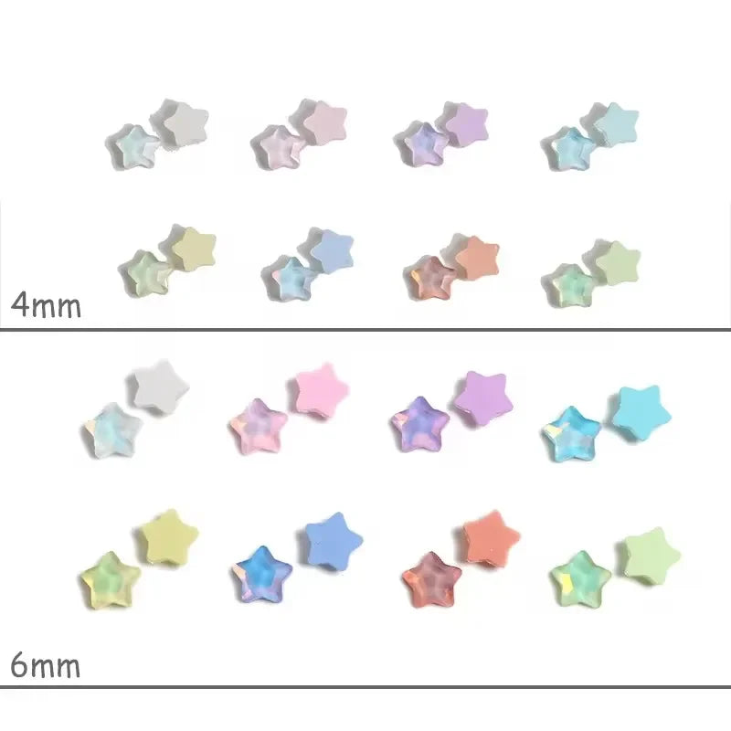 100Piece Cute Mini Mocha Color Stars 4MM Flat Glass Crystal Nail Art Rhinestones DIY Nail Decoration Stone