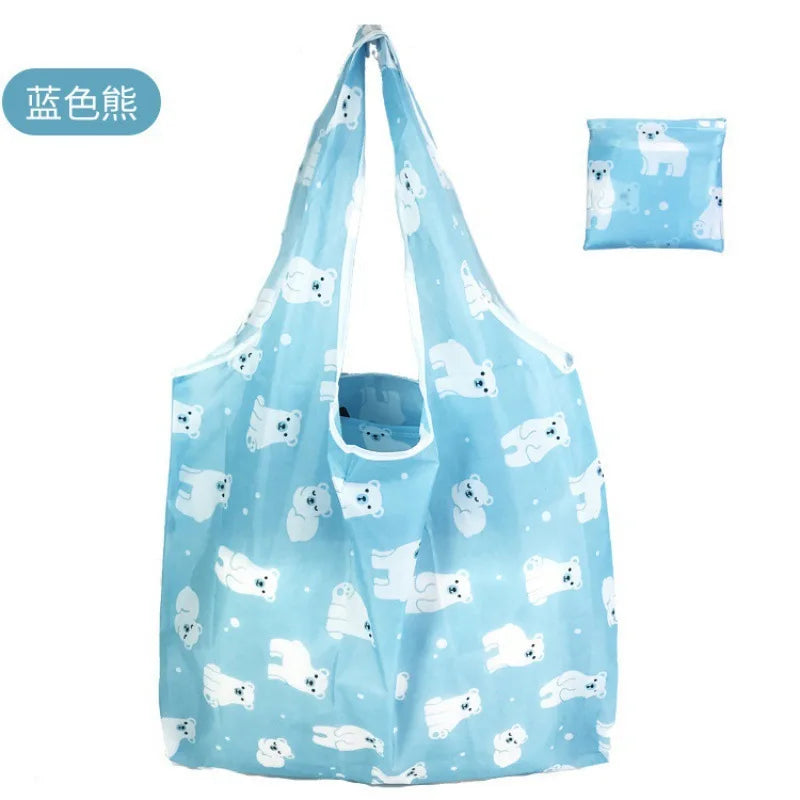 Large Reusable Shopping Bag for Women Shopper Tote Folding Bag Eco-Friendly Reusable Foldable Grocery Case Handbags Storage Bags