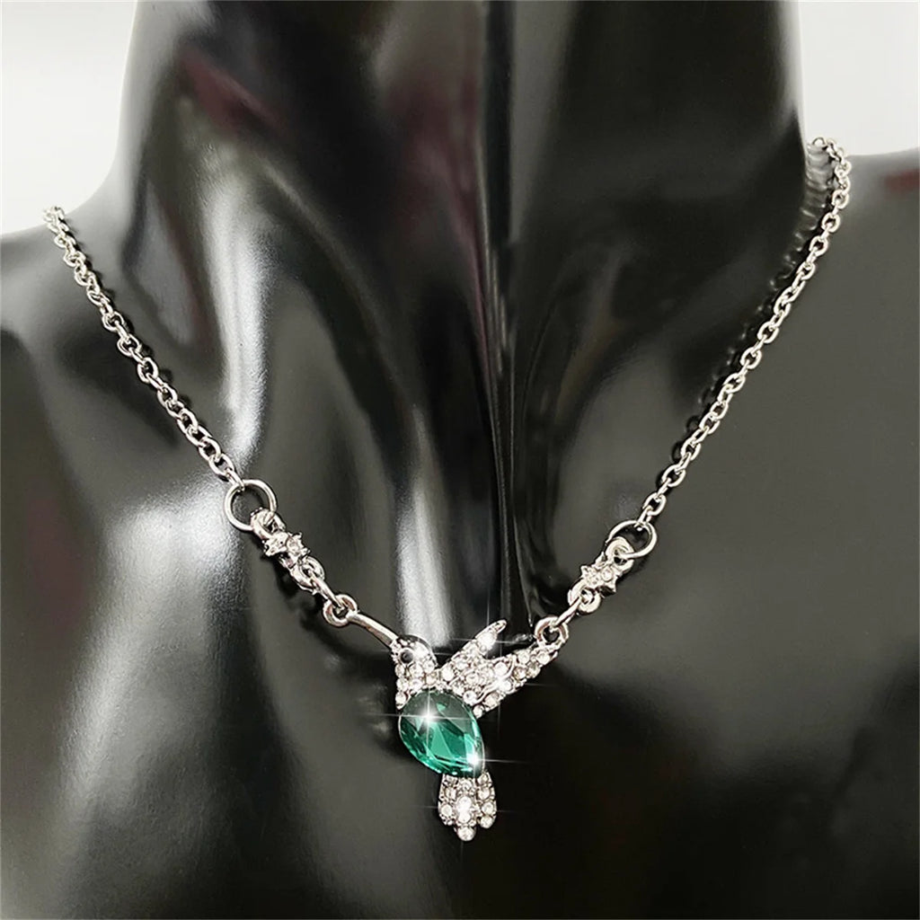 Fashion Crystal Hummingbird Pendant Necklace Exquisite Shiny Zircon Animal Choker Necklace for Women Wedding Party Jewelry Gifts