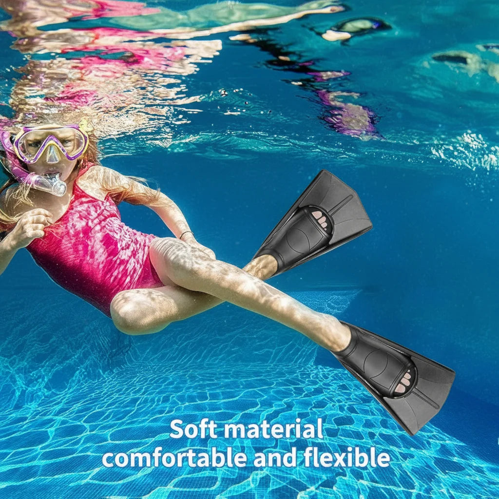 Silicone Fins Swim Training Snorkel Short Diving Flippers Frog Shoes Men Women Professional Breaststroke Freesnorkel Swimming