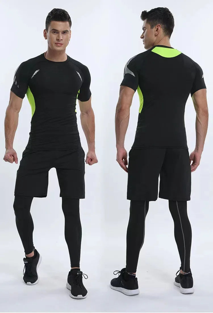 Men's Running Compression Shirts Short Sleeve Sport Gym Tees Fitness Quick Dry Sweatshirt Jogging Tracksuit Athletic Shirt Tops
