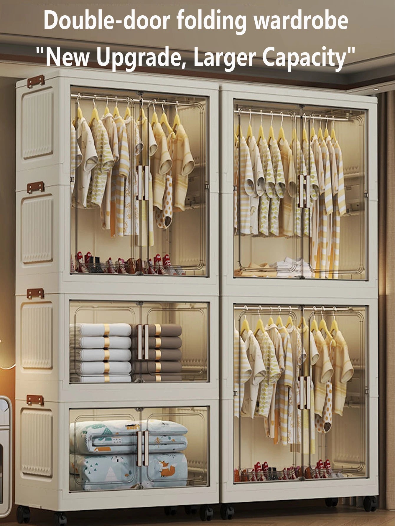 Multi-Functional Folding Storage Cabinet with Doors White/Black/Gray for Home Office Kitchen Bathroom Organizer